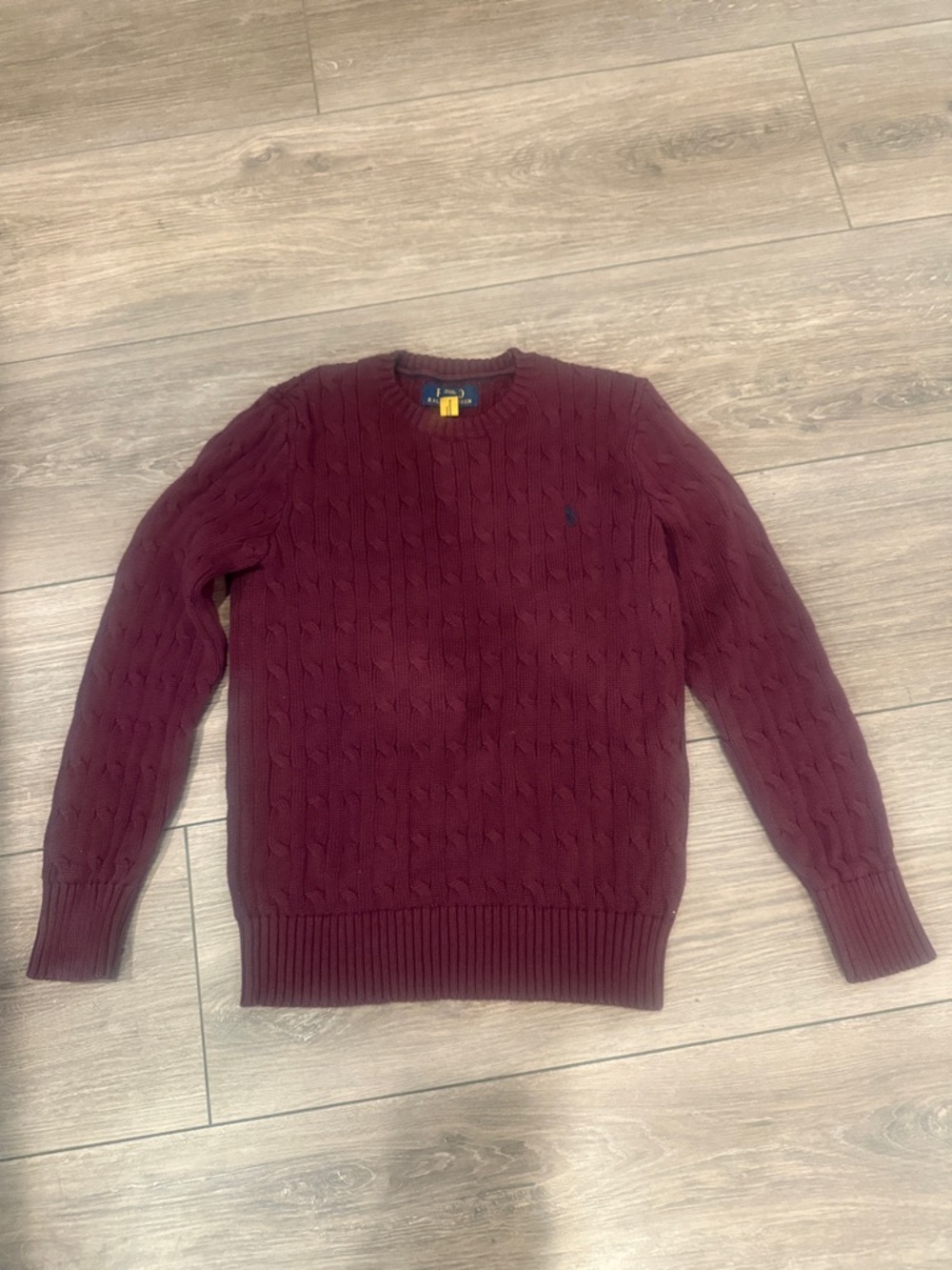 Polo Ralph Lauren Boys Cable Knit Crewneck Sweater - Burgundy